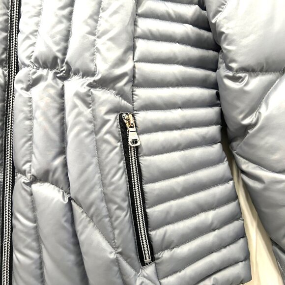 Junior's Guess Down Puffer Winter Jacket, Size LARGE, Gray Ski Snomobile Preppyc - Picture 4 of 10